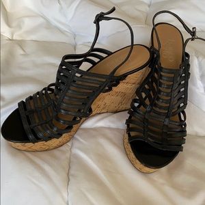 Franco Sarto Black Strappy Sombre Wedge Sandals 🖤